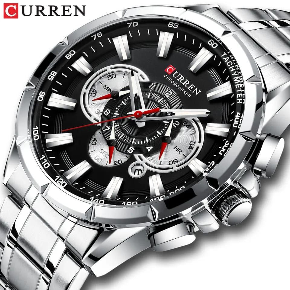 CURREN GENTS #8363 WATER RESISTANT BATTERY POWERED DATE DISPLAY CHRONOGRAPH MOVEMENT LUMINOUS CURREN BRANDED BOX ENQUIRIES