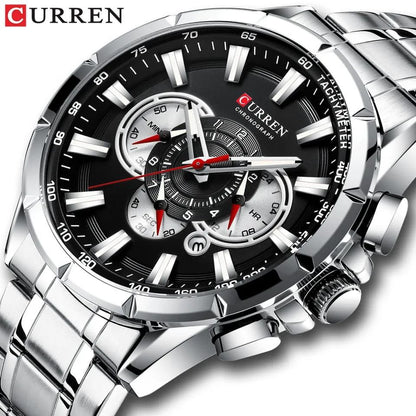 CURREN GENTS #8363 WATER RESISTANT BATTERY POWERED DATE DISPLAY CHRONOGRAPH MOVEMENT LUMINOUS CURREN BRANDED BOX ENQUIRIES