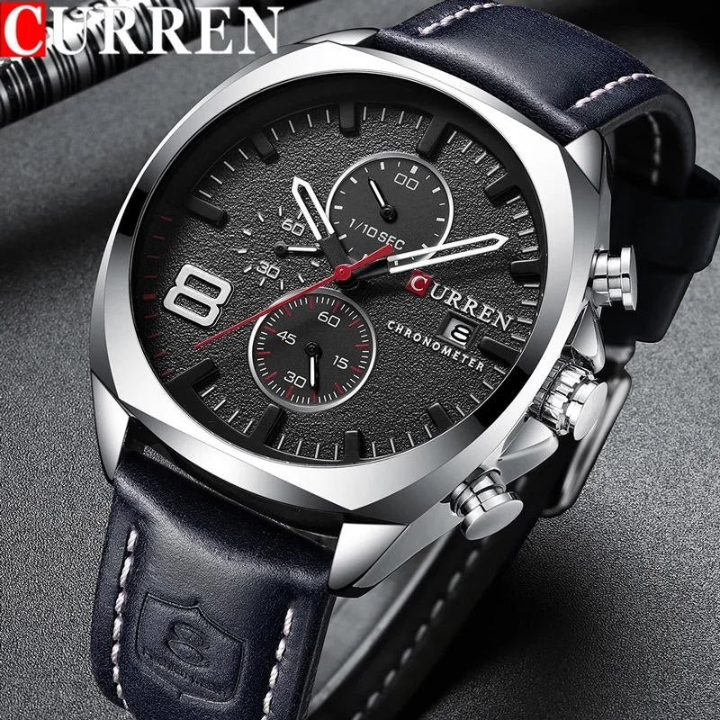 CURREN GENTS #8380 WATER RESISTANT BATTERY POWERED DATE DISPLAY CHRONOGRAPH MOVEMENT LUMINOUS CURREN BRANDED BOX ENQUIRIES