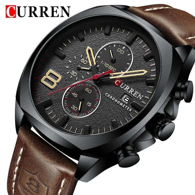 CURREN GENTS #8380 WATER RESISTANT BATTERY POWERED DATE DISPLAY CHRONOGRAPH MOVEMENT LUMINOUS CURREN BRANDED BOX ENQUIRIES