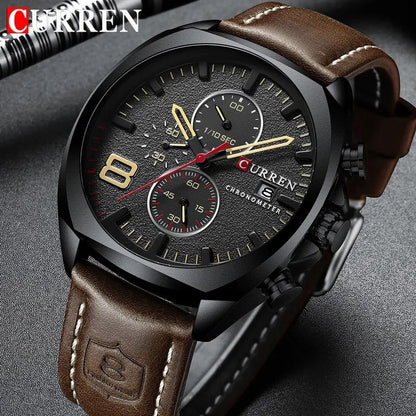 CURREN GENTS #8380 WATER RESISTANT BATTERY POWERED DATE DISPLAY CHRONOGRAPH MOVEMENT LUMINOUS CURREN BRANDED BOX ENQUIRIES