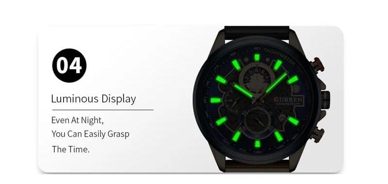 CURREN GENTS #8380 WATER RESISTANT BATTERY POWERED DATE DISPLAY CHRONOGRAPH MOVEMENT LUMINOUS CURREN BRANDED BOX ENQUIRIES