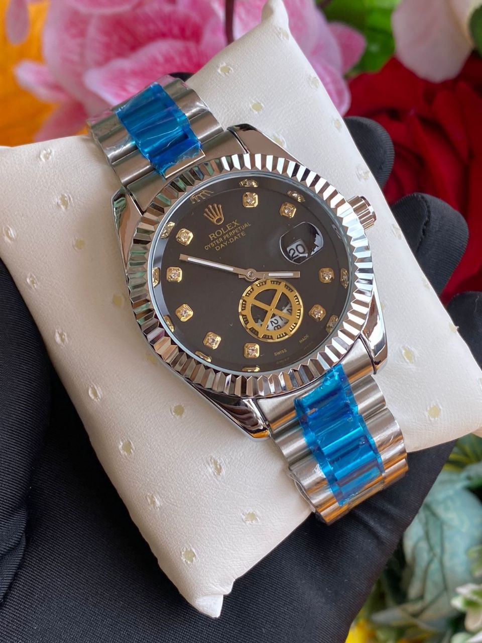 ROLEX MEN WATCH BATTERY POWERED WATER RESISTANT DATE DISPLAY STAINLESS STEEL ROLEX BRANDED BOX