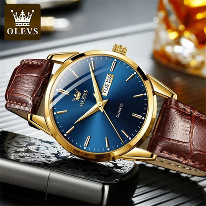 OLEVS MEN WATCH BATTERY POWERED DAY&DATE DISPLAY WATER RESISTANT HD LUMINOUS OLEVS BRANDED BOX GIFT BAG ENQUIRIES