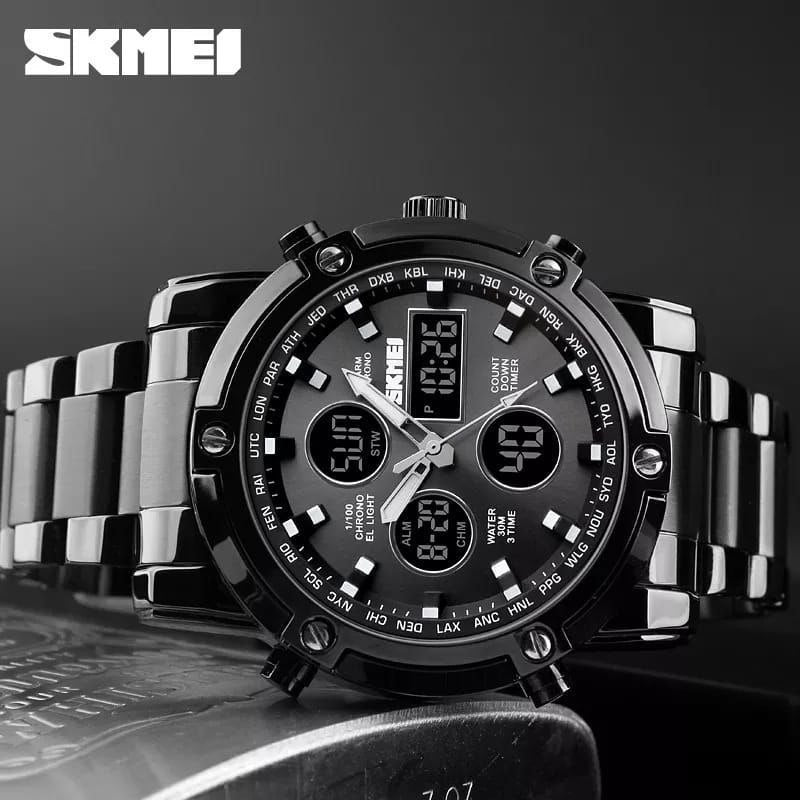 ## SKMEI GENTS WATCH 1389 ANALOGUE&DIGITAL DISPLAY BATTERY POWERED WATER RESISTANT BLACK