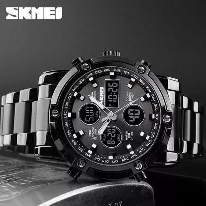 ## SKMEI GENTS WATCH 1389 ANALOGUE&DIGITAL DISPLAY BATTERY POWERED WATER RESISTANT BLACK