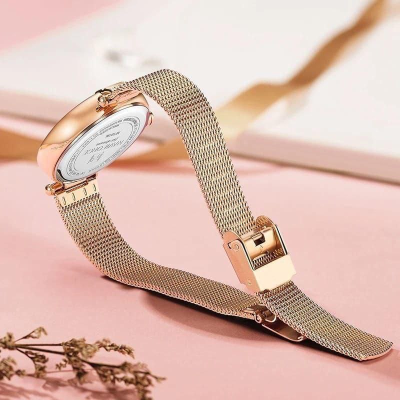 NAVIFORCE LADIES #NF5019 ADJUSTABLE MESH STRAP WATER RESISTANT SILVER ROSE-BLUE ROSE-GREEN NAVIFORCE BRANDED BOX ENQUIRIES