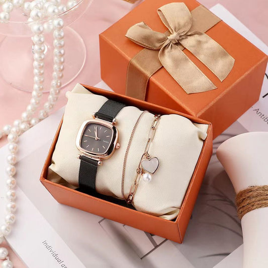 LADIES COMBO (INCLUSIVE OF GIFT BOX) WATCH,BANGLE,BOX STAINLESS STEEL WATER RESISTANT GIFT BAG