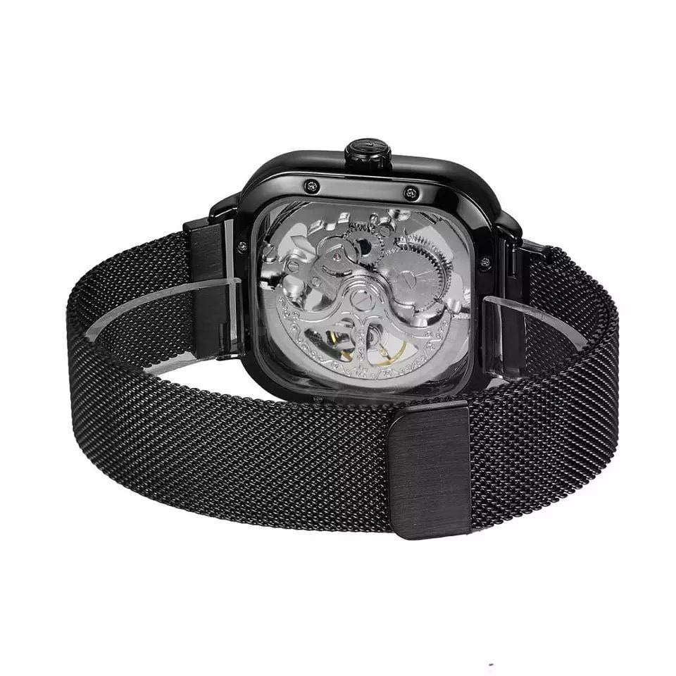 FORSINING AUTOMATIC SKELETON WATCH GOLD BLACK SILVER MESH STRAP WATER RESISTANT STAINLESS STEEL AUTOMATIC MOVEMENT COMES A BRANDED GIFT BOX