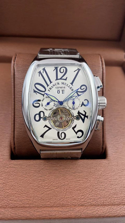 BRAND ALERT FRANK MULLER AUTOMATIC WATCH AUTOMATIC MOVEMENT DAY,DATE DISPLAY TOURBILLON MACHINE METALLIC STRAP WATER RESISTANT