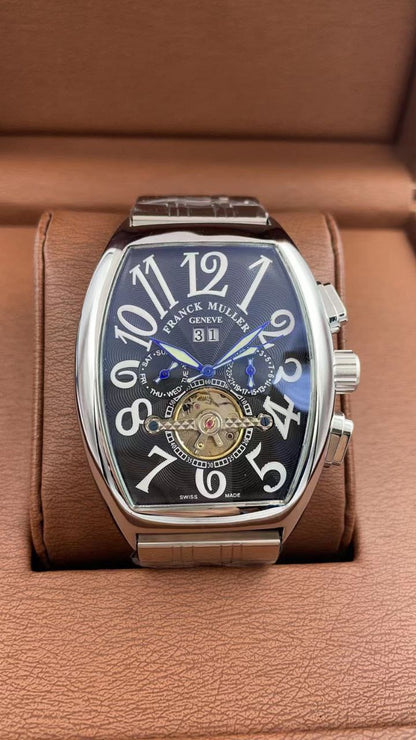 BRAND ALERT FRANK MULLER AUTOMATIC WATCH AUTOMATIC MOVEMENT DAY,DATE DISPLAY TOURBILLON MACHINE METALLIC STRAP WATER RESISTANT