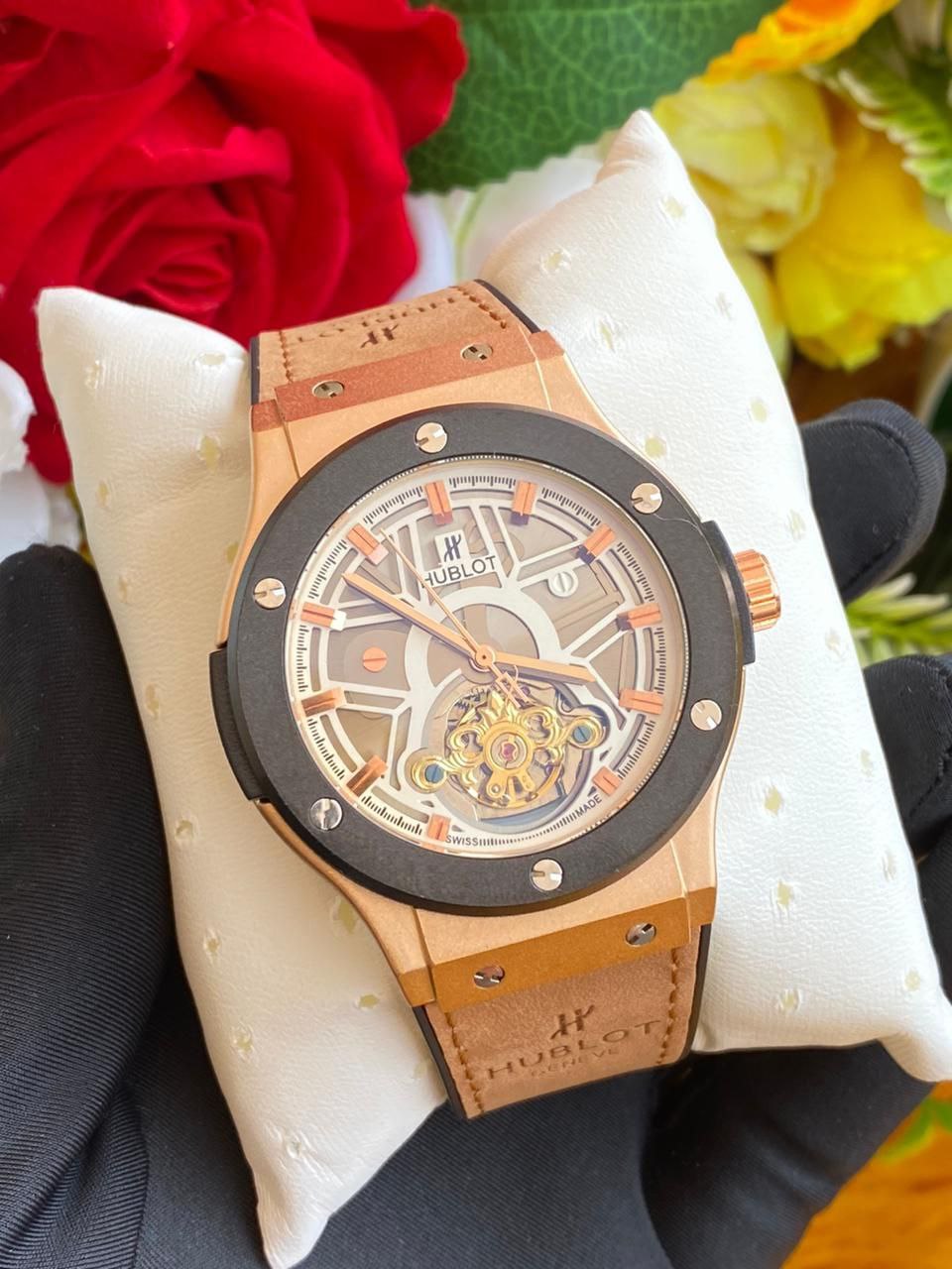 HUBLOT AUTOMATIC GENTS WATCH TOURBILLON MACHINE WATER RESISTANT HUBLOT BRANDED BOX