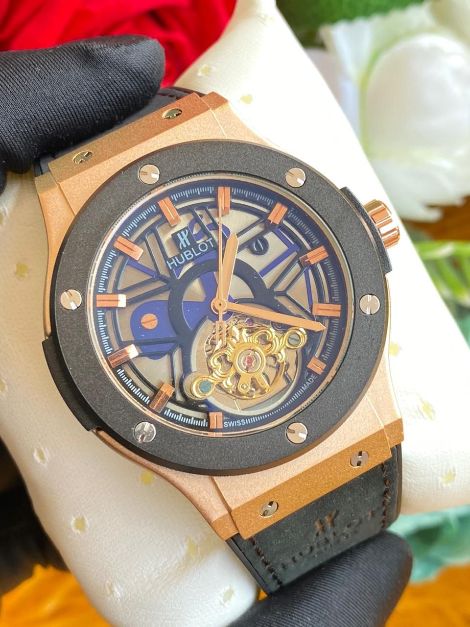 HUBLOT AUTOMATIC GENTS WATCH TOURBILLON MACHINE WATER RESISTANT HUBLOT BRANDED BOX