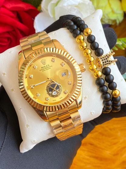 ROLEX X BRACELET BATTERY POWERED WATER RESISTANT DAY&DATE DISPLAY STAINLESS STEEL ROLEX BRANDED BOX