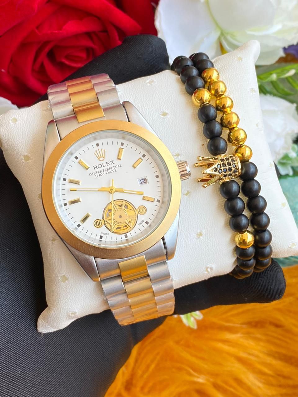 ROLEX X BRACELET BATTERY POWERED WATER RESISTANT DAY&DATE DISPLAY STAINLESS STEEL ROLEX BRANDED BOX