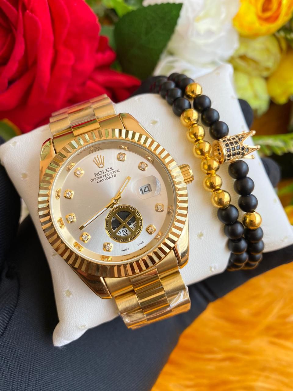 ROLEX X BRACELET BATTERY POWERED WATER RESISTANT DAY&DATE DISPLAY STAINLESS STEEL ROLEX BRANDED BOX