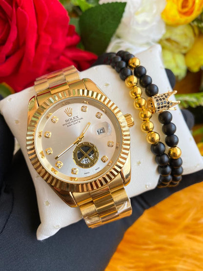 ROLEX X BRACELET BATTERY POWERED WATER RESISTANT DAY&DATE DISPLAY STAINLESS STEEL ROLEX BRANDED BOX