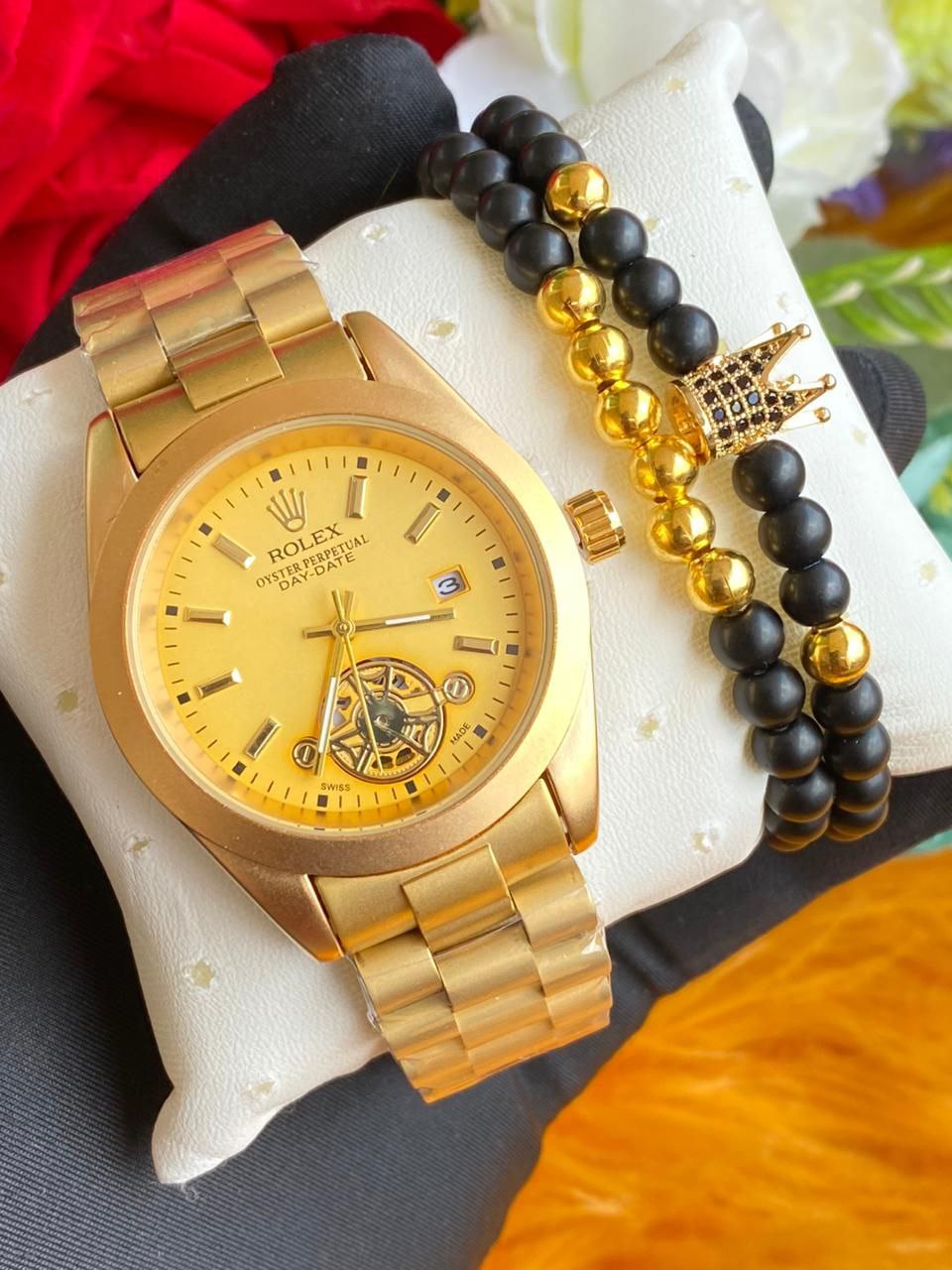 ROLEX X BRACELET BATTERY POWERED WATER RESISTANT DAY&DATE DISPLAY STAINLESS STEEL ROLEX BRANDED BOX