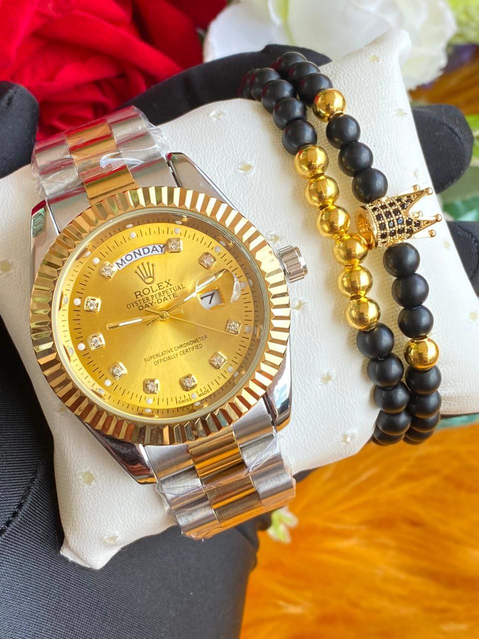 ROLEX X BRACELET BATTERY POWERED WATER RESISTANT DAY&DATE DISPLAY STAINLESS STEEL ROLEX BRANDED BOX