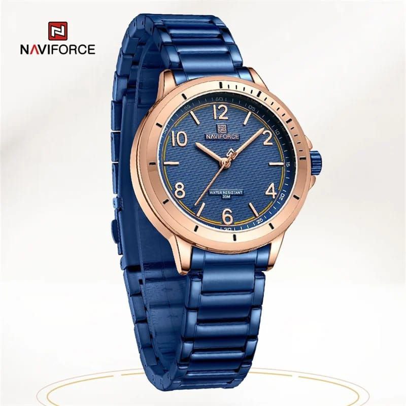NAVIFORCE LADIES #NF5021 WATER RESISTANT 30ATM STAINLESS STEEL BLACK BLUE ENQUIRIES
