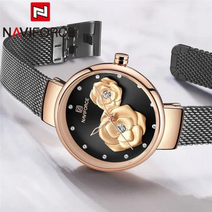 #NAVIFORCE LADIES #NF5013 ADJUSTABLE MESH STRAP WATER RESISTANT SILVER ROSE-BLUE ROSE-GREEN ENQUIRIES