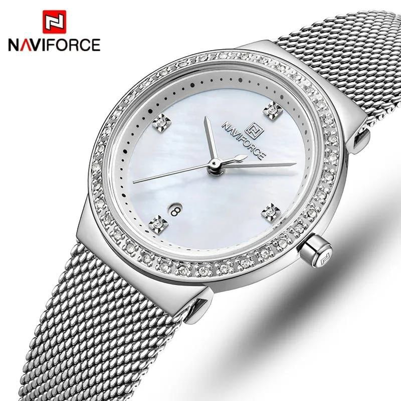 #NAVIFORCE LADIES #NF 5005 DATE DISPLAY WATER RESISTANT ADJUSTABLE MESH STRAP SILVER BLUE ROSE GOLD ENQUIRIES