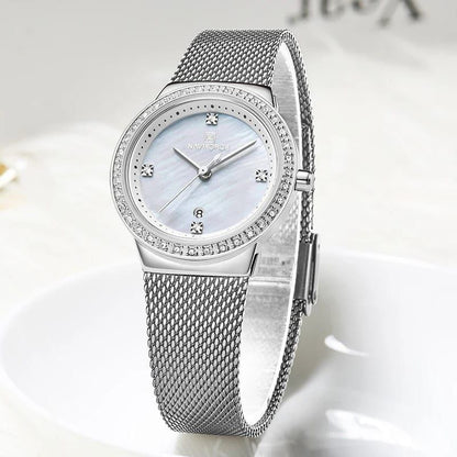 #NAVIFORCE LADIES #NF 5005 DATE DISPLAY WATER RESISTANT ADJUSTABLE MESH STRAP SILVER BLUE ROSE GOLD ENQUIRIES