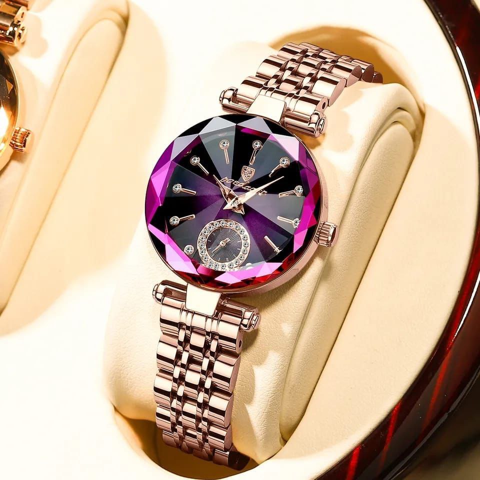 POEDAGAR LADIES 719 PURPLECYAN WATER RESISTANT STAINLESS STEEL BATTERY POWERED POEDAGAR BRANDED BOX ENQUIRIES