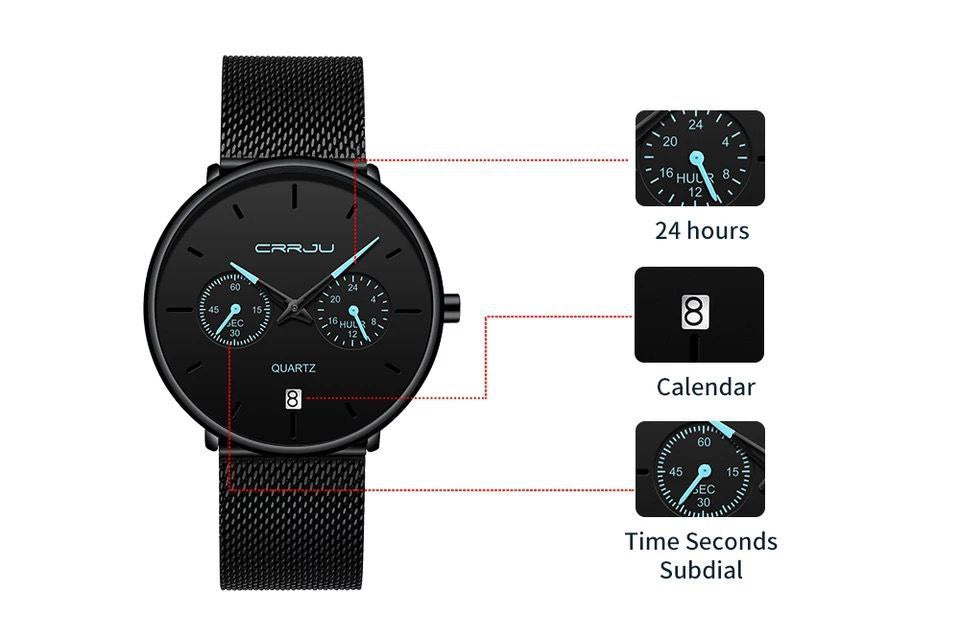 CRRJU CHRONOGRAPH STAINLESS STEEL WATER RESISTANT