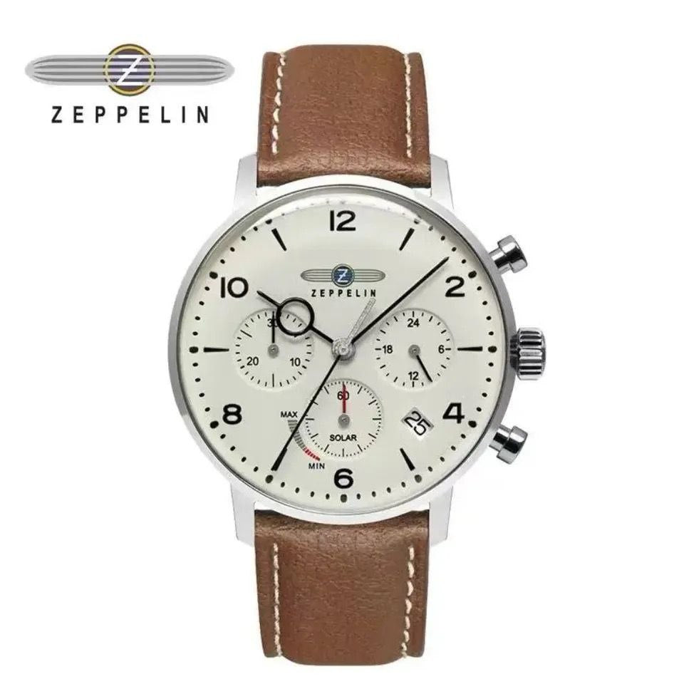 ZEPPELIN CHRONOGRAPH WATCH DATE DISPLAY WATER RESISTANT LEATHER STRAP