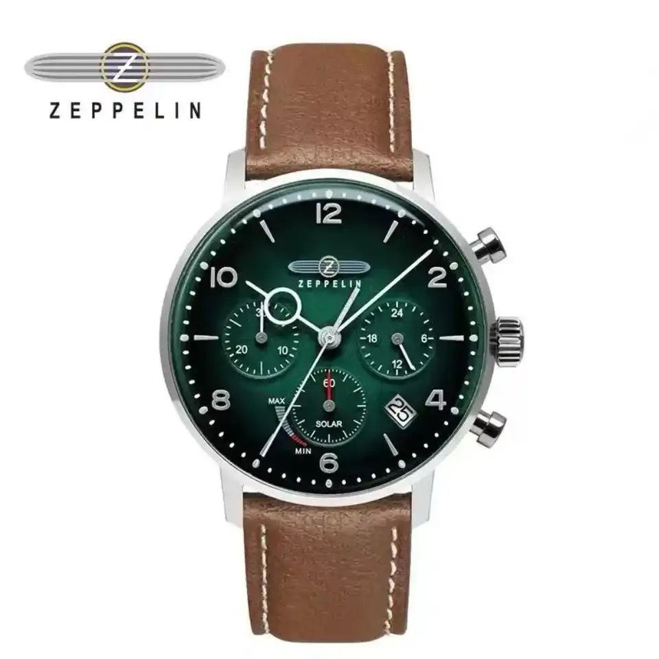 ZEPPELIN CHRONOGRAPH WATCH DATE DISPLAY WATER RESISTANT LEATHER STRAP