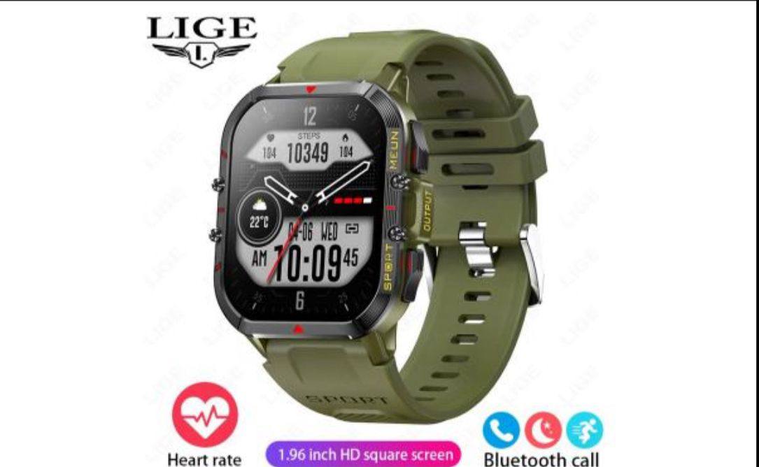 LIGE New 1.52 Inch Screen Bluetooth Call Smartwatch Men Compass Heart Rate Blood