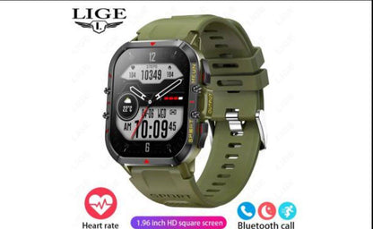 LIGE New 1.52 Inch Screen Bluetooth Call Smartwatch Men Compass Heart Rate Blood