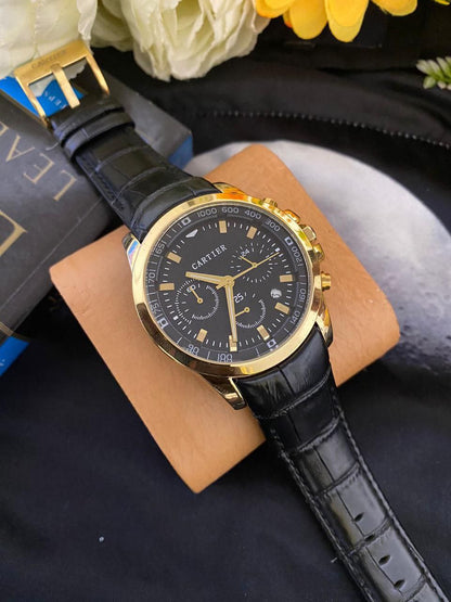 OLEVS GENTS WATCH DAY AND DATE DISPLAY STAINLESS STEEL WATER RESISTANT LUMINOUS GOLD BLACK GOLD OLEVS BRANDED BOX