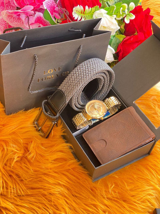 ⌚MEN GIFT PACKAGES⌚ WATCH WALLET WOOVEN BELT BAG&BOX KINDLY NOTE THIS PACKAGE CAN BE COMBINED WITH ANY ROLEX,POEDAGAR,SWISH,CASIO,FNGEEN, MEN WATCHES & ANY WALLET BRAND ANY WOOVEN BELT COLOR