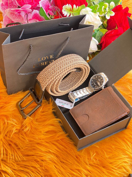 ⌚MEN GIFT PACKAGES⌚ WATCH WALLET WOOVEN BELT BAG&BOX KINDLY NOTE THIS PACKAGE CAN BE COMBINED WITH ANY ROLEX,POEDAGAR,SWISH,CASIO,FNGEEN, MEN WATCHES & ANY WALLET BRAND ANY WOOVEN BELT COLOR