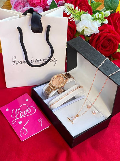 5 1 GIFT SETS WITH GIFT BAG&CARD DOZEN PURCHASE AND ABOVE 2,300( SET ONLY) WATCH,NECKLACE,EARRINGS,BRACELET,RING. BAG CARD ENQUIRIES