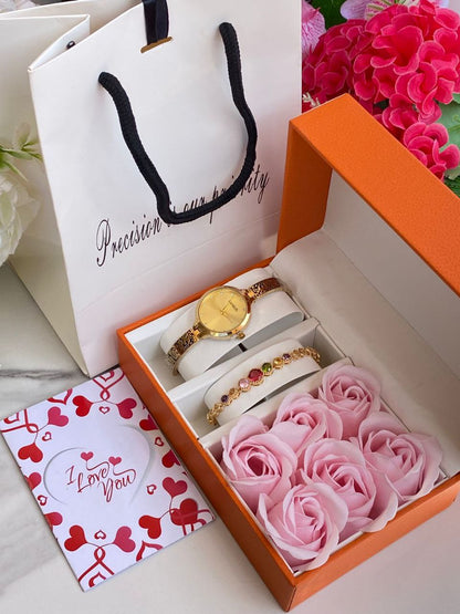 FLORAL GIFT SET PRESERVED ROSES WATCH BRACELET LOVE CARD GIFT BAG ENQUIRIES 0712-995-975