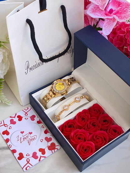 FLORAL GIFT SET PRESERVED ROSES WATCH BRACELET LOVE CARD GIFT BAG ENQUIRIES 0712-995-975