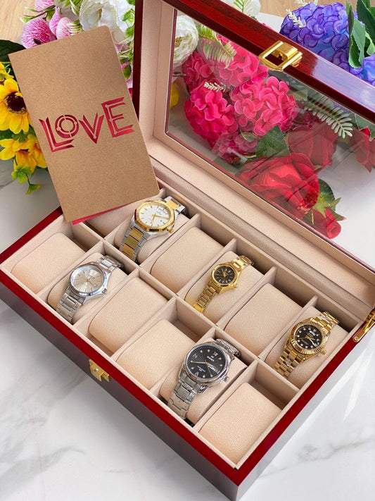 WATCH ORGANIZER GIFT PACK 12 SLOTS HIGH QUALITY WOODEN ORGANIZER GIFT CARD