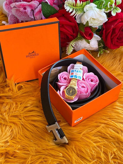 LADIES LEATHER BELT XWATCH WATCH LEATHER LADIES BELT BOX PRESERVED ROSES