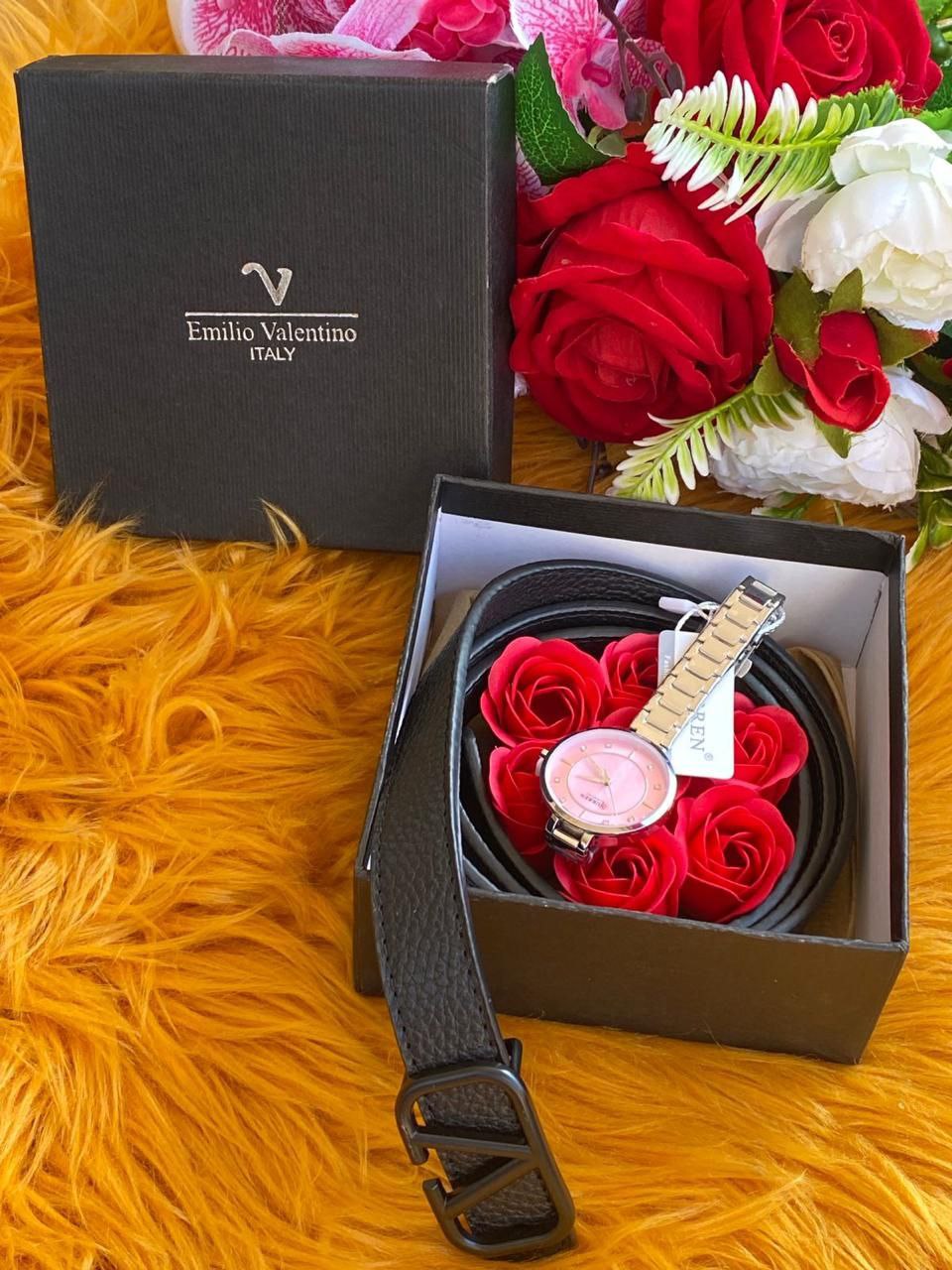 LADIES LEATHER BELT XWATCH WATCH LEATHER LADIES BELT BOX PRESERVED ROSES