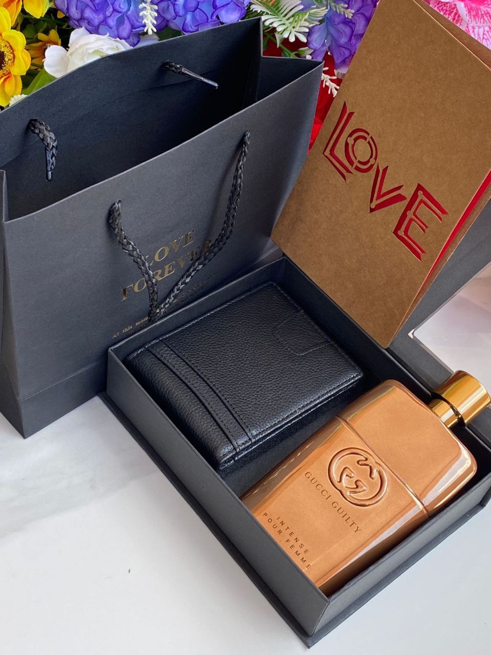 LOVE FOREVER GIFT PACKAGE PERFUME TESTER LOVE FOREVER BOX&BAG CARD LEATHER WALLET NOTE-THIS PACKAGE CAN BE COMBINED WITH ANY PERFUME TESTER ANY WALLET COLOUR/BRAND ENQUIRIES