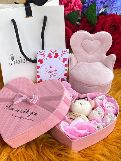 JEWELLERY ORGANIZER X FLORAL PACKAGE PRESERVED ROSES MINI SOFA JEWELLERY ORGANIZER (PINK&MUSTARD) FLORAL PACKAGE (PINK&RED) BEAR/DOLL BAG&CARD