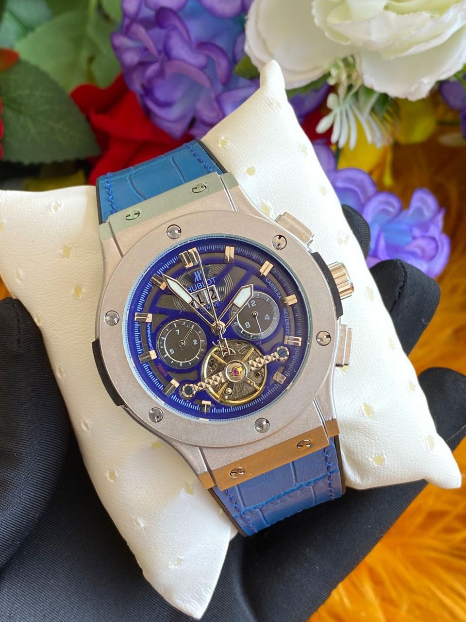 #HUBLOT AUTOMATIC GENTS WATCH TOURBILLON MACHINE WATER RESISTANT HUBLOT BRANDED BOX