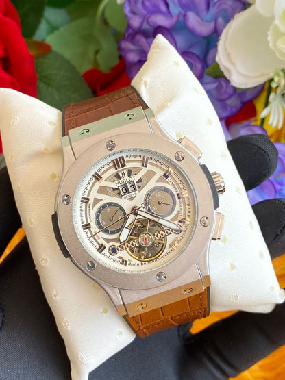 #HUBLOT AUTOMATIC GENTS WATCH TOURBILLON MACHINE WATER RESISTANT HUBLOT BRANDED BOX