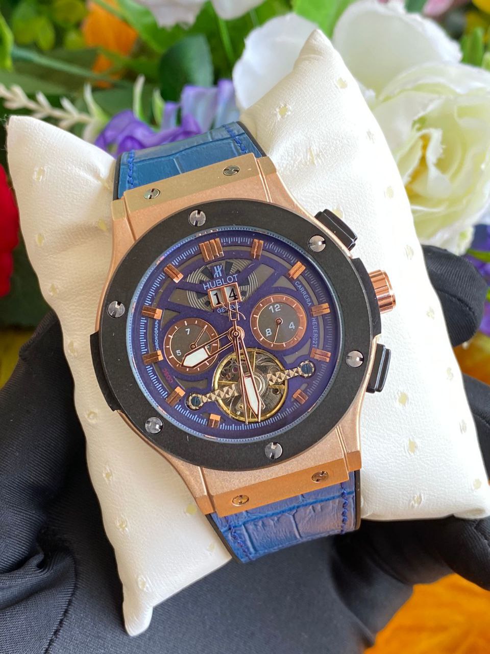 #HUBLOT AUTOMATIC GENTS WATCH TOURBILLON MACHINE WATER RESISTANT HUBLOT BRANDED BOX