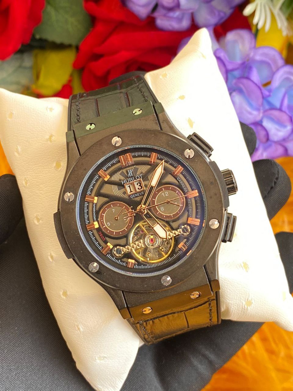 #HUBLOT AUTOMATIC GENTS WATCH TOURBILLON MACHINE WATER RESISTANT HUBLOT BRANDED BOX