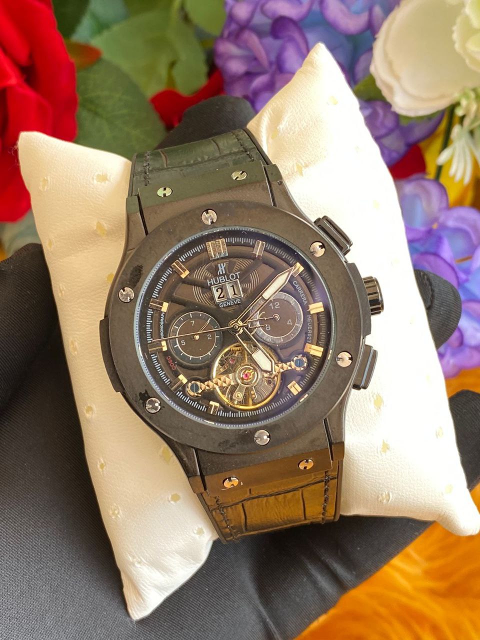 #HUBLOT AUTOMATIC GENTS WATCH TOURBILLON MACHINE WATER RESISTANT HUBLOT BRANDED BOX