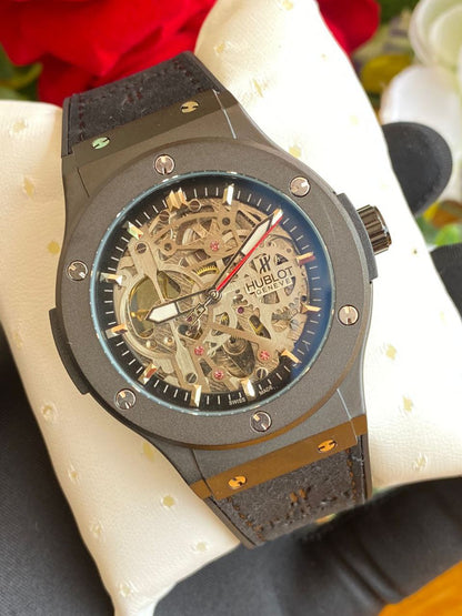 #HUBLOT AUTOMATIC GENTS WATCH TOURBILLON MACHINE WATER RESISTANT HUBLOT BRANDED BOX